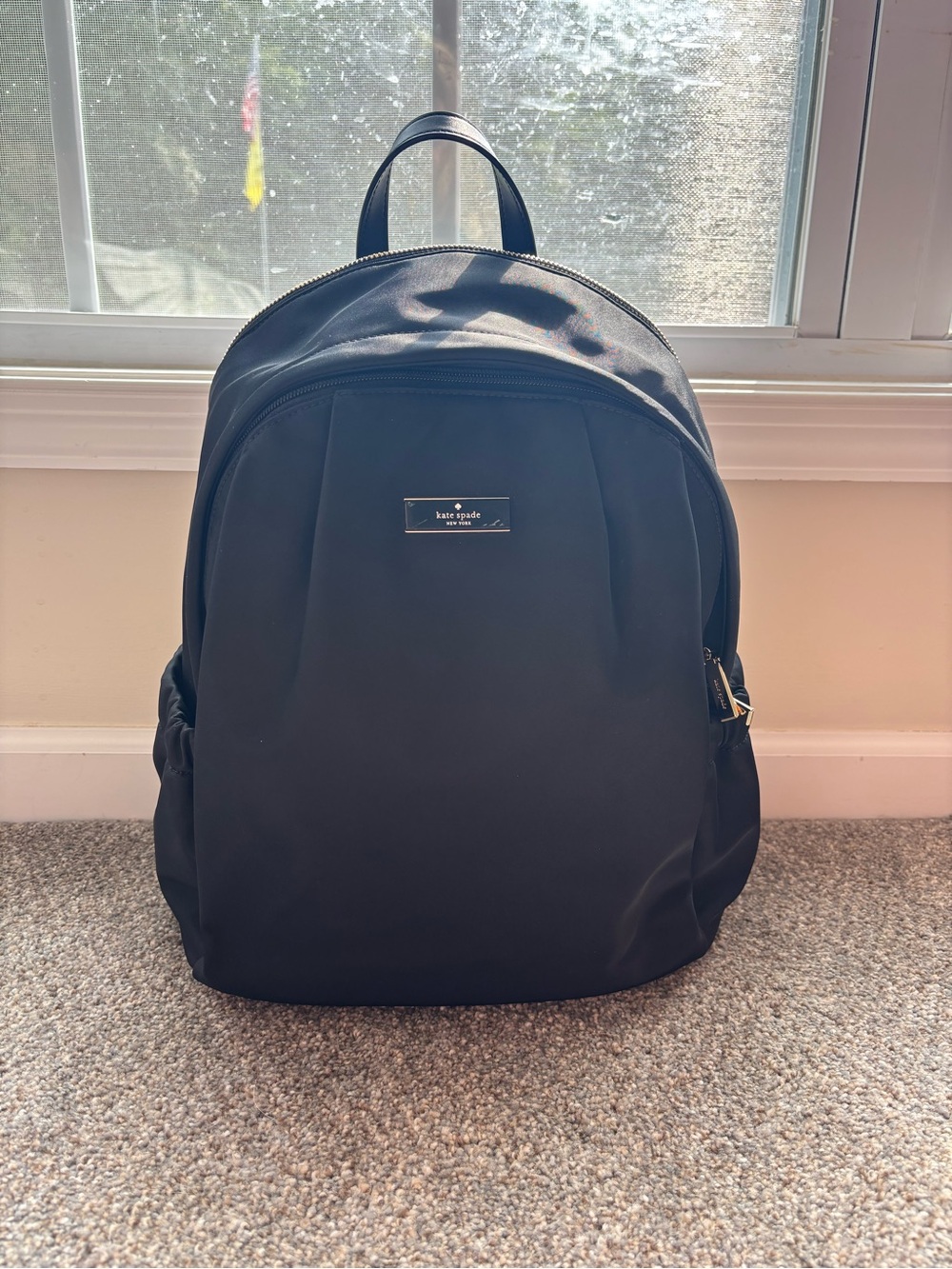 kate spade Black Nylon Pleated Dome Backpack